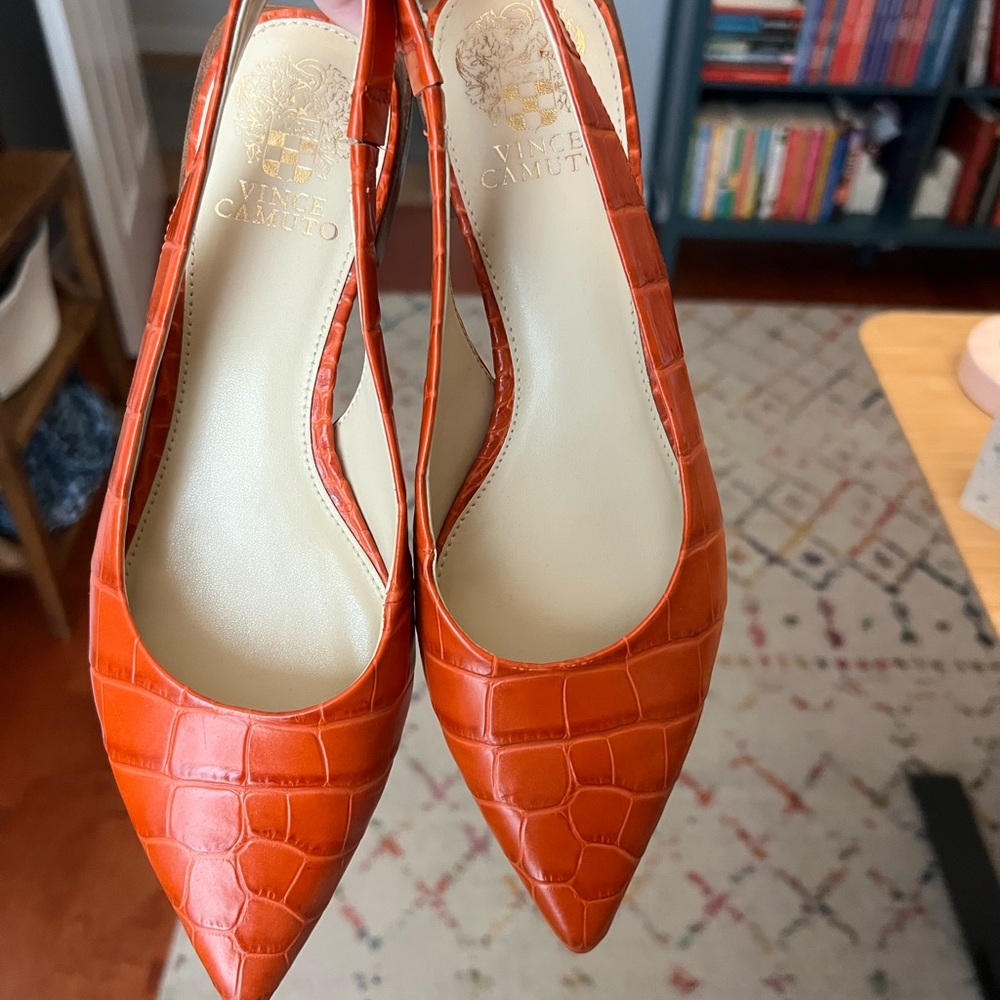 Vince Camuto Orange Croc-Embossed Flats - Picture 7 of 9